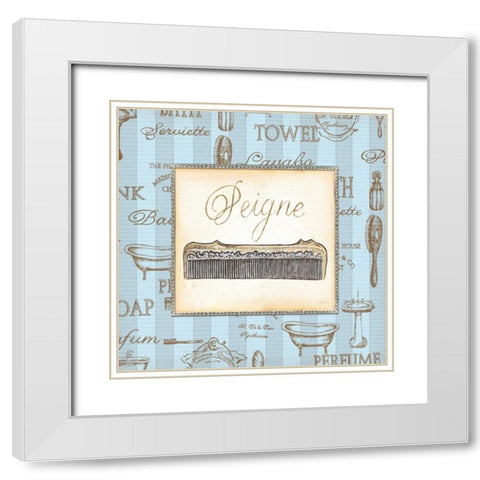 Bleu Beaute Feminine I White Modern Wood Framed Art Print with Double Matting by Audrey, Charlene