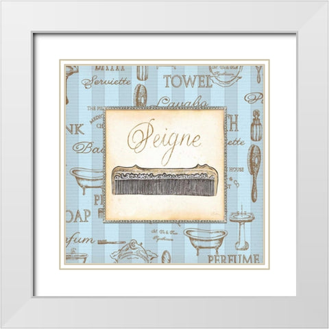 Bleu Beaute Feminine I White Modern Wood Framed Art Print with Double Matting by Audrey, Charlene