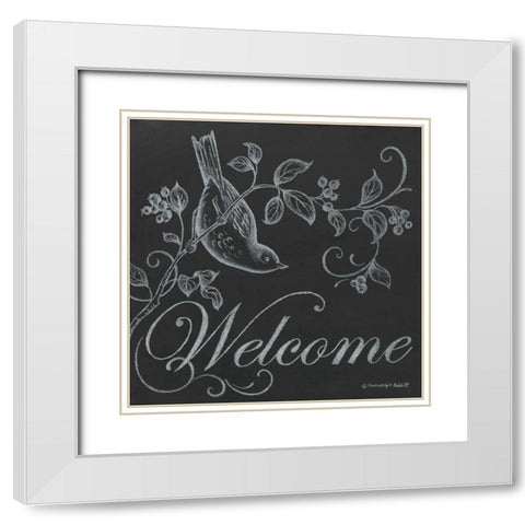 Bird Welcome White Modern Wood Framed Art Print with Double Matting by Babbitt, Gwendolyn