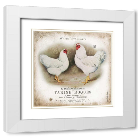 Chicken Pair I White Modern Wood Framed Art Print with Double Matting by Babbitt, Gwendolyn