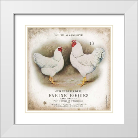 Chicken Pair I White Modern Wood Framed Art Print with Double Matting by Babbitt, Gwendolyn