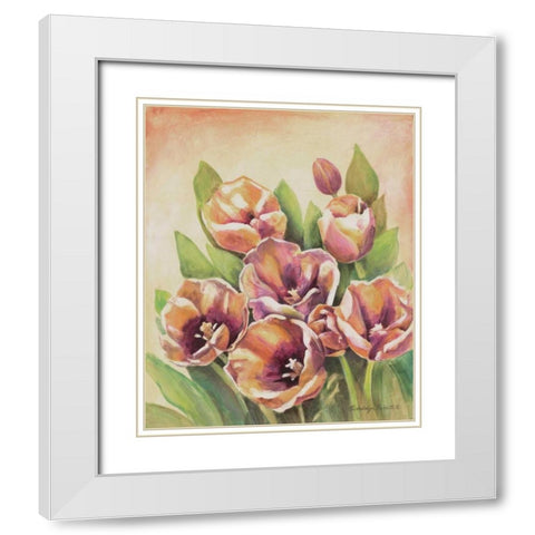 Purple Tulips II White Modern Wood Framed Art Print with Double Matting by Babbitt, Gwendolyn