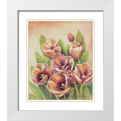 Purple Tulips II White Modern Wood Framed Art Print with Double Matting by Babbitt, Gwendolyn