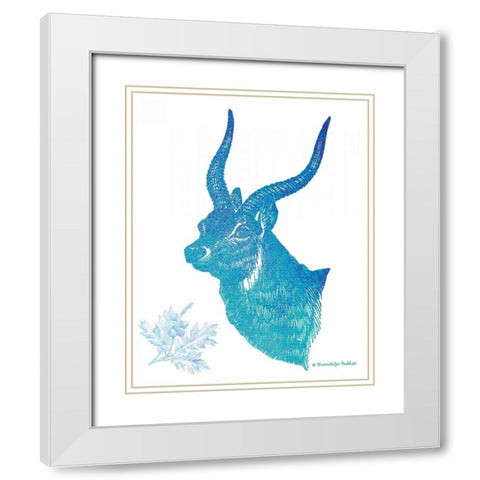 Indigo and Teal Deer II White Modern Wood Framed Art Print with Double Matting by Babbitt, Gwendolyn