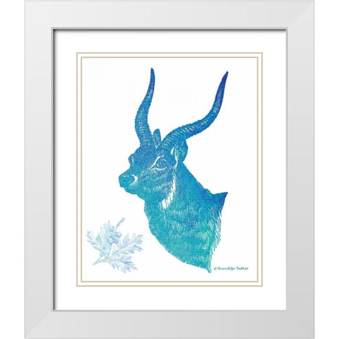 Indigo and Teal Deer II White Modern Wood Framed Art Print with Double Matting by Babbitt, Gwendolyn
