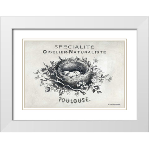 French Bird Nest II White Modern Wood Framed Art Print with Double Matting by Babbitt, Gwendolyn