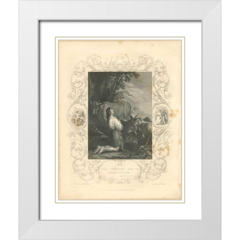 Faith Engraving III White Modern Wood Framed Art Print with Double Matting by Babbitt, Gwendolyn