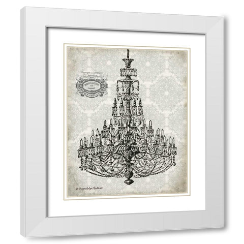 Vintage Chandelier I White Modern Wood Framed Art Print with Double Matting by Babbitt, Gwendolyn