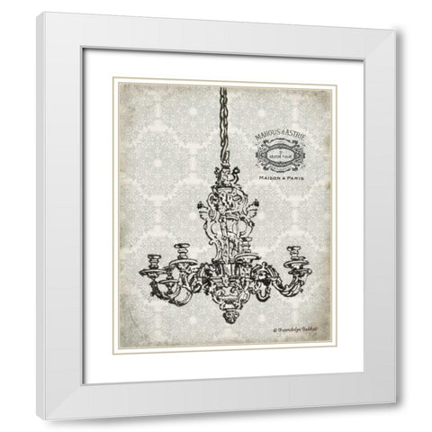 Vintage Chandelier II White Modern Wood Framed Art Print with Double Matting by Babbitt, Gwendolyn