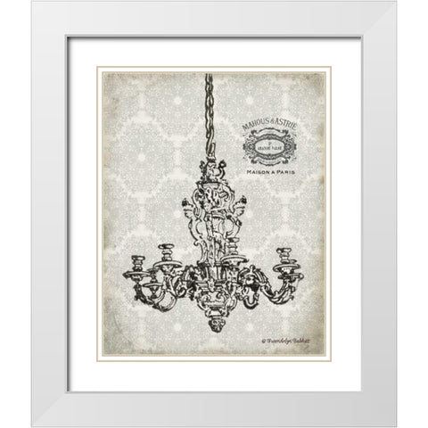 Vintage Chandelier II White Modern Wood Framed Art Print with Double Matting by Babbitt, Gwendolyn