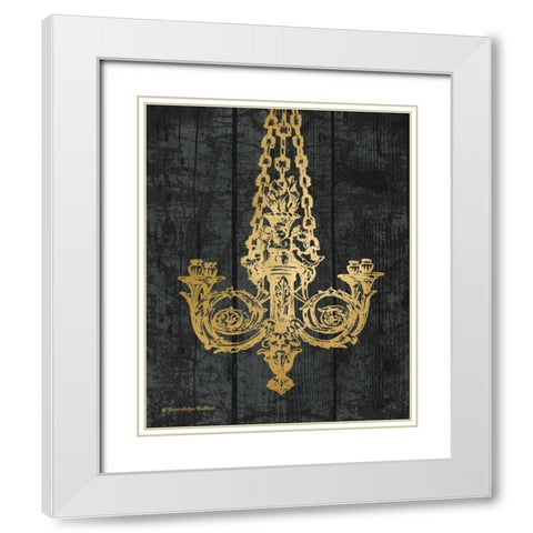 Gold Chandelier II White Modern Wood Framed Art Print with Double Matting by Babbitt, Gwendolyn