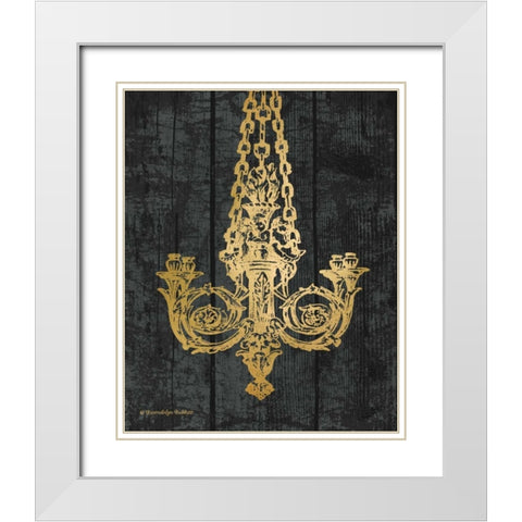 Gold Chandelier II White Modern Wood Framed Art Print with Double Matting by Babbitt, Gwendolyn