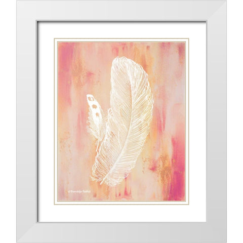 Whimsical Feathers I White Modern Wood Framed Art Print with Double Matting by Babbitt, Gwendolyn