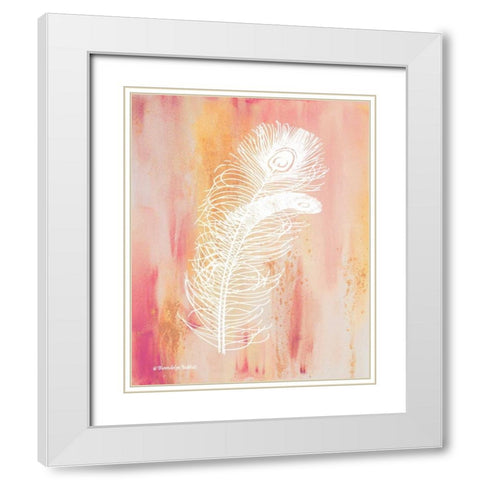 Whimsical Feathers II White Modern Wood Framed Art Print with Double Matting by Babbitt, Gwendolyn