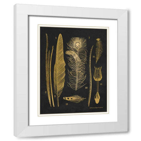 Gold Feathers I White Modern Wood Framed Art Print with Double Matting by Babbitt, Gwendolyn