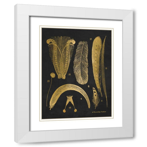 Gold Feathers II White Modern Wood Framed Art Print with Double Matting by Babbitt, Gwendolyn