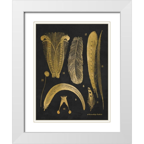 Gold Feathers II White Modern Wood Framed Art Print with Double Matting by Babbitt, Gwendolyn