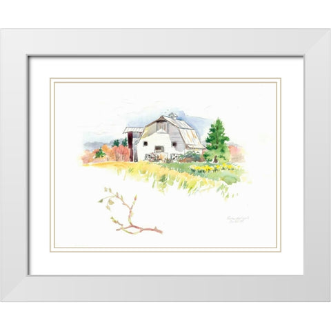 Rigefield Barn I White Modern Wood Framed Art Print with Double Matting by Babbitt, Gwendolyn