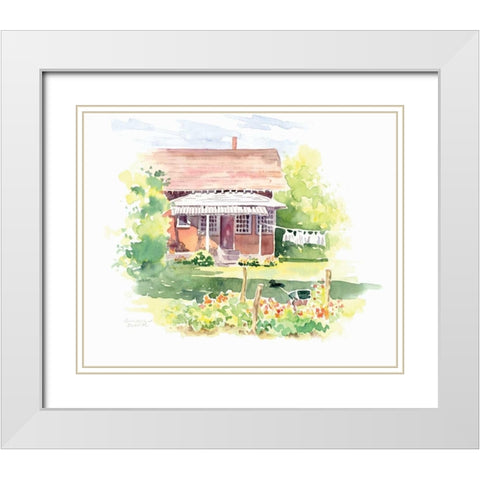 Ridgefield Cottage White Modern Wood Framed Art Print with Double Matting by Babbitt, Gwendolyn