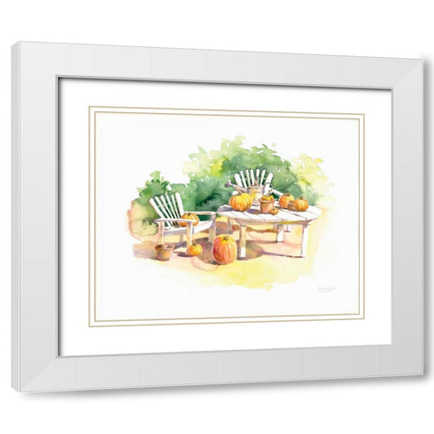 Filoli Pumpkins White Modern Wood Framed Art Print with Double Matting by Babbitt, Gwendolyn
