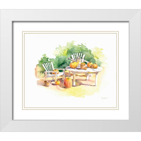 Filoli Pumpkins White Modern Wood Framed Art Print with Double Matting by Babbitt, Gwendolyn