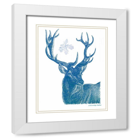 Indigo Deer I White Modern Wood Framed Art Print with Double Matting by Babbitt, Gwendolyn