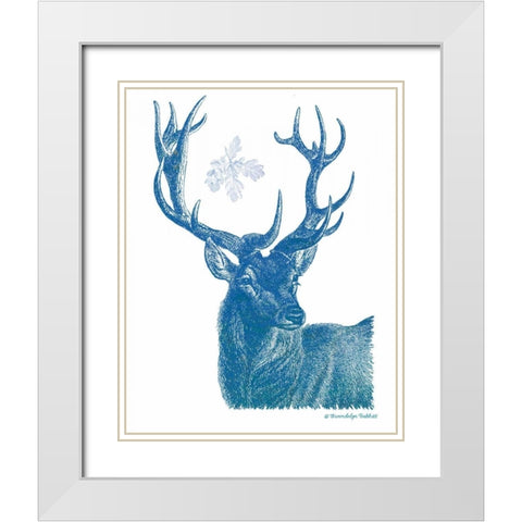 Indigo Deer I White Modern Wood Framed Art Print with Double Matting by Babbitt, Gwendolyn