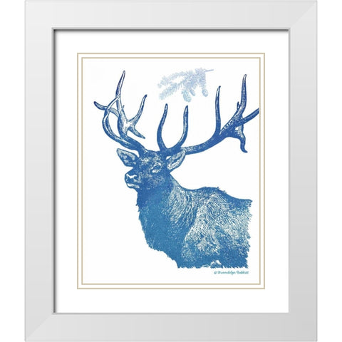Indigo Deer II White Modern Wood Framed Art Print with Double Matting by Babbitt, Gwendolyn