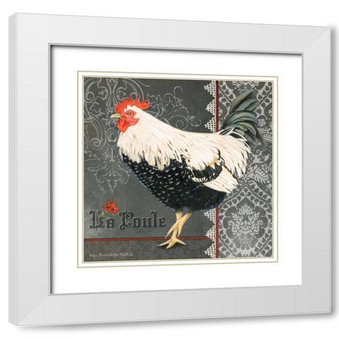 French Rooster II White Modern Wood Framed Art Print with Double Matting by Babbitt, Gwendolyn