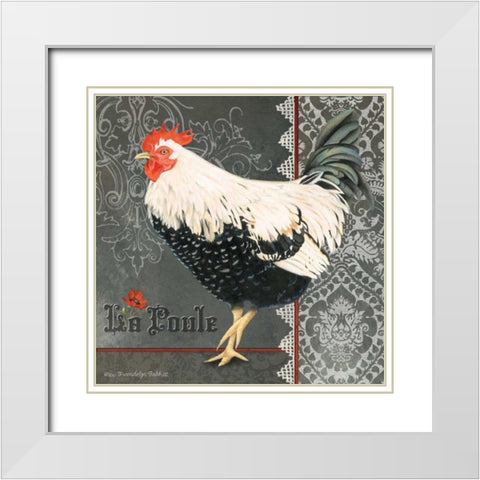 French Rooster II White Modern Wood Framed Art Print with Double Matting by Babbitt, Gwendolyn