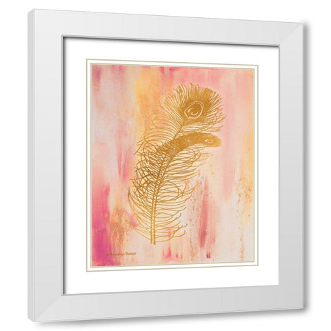 Gold on Pink I White Modern Wood Framed Art Print with Double Matting by Babbitt, Gwendolyn