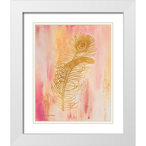 Gold on Pink I White Modern Wood Framed Art Print with Double Matting by Babbitt, Gwendolyn