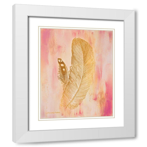 Gold on Pink II White Modern Wood Framed Art Print with Double Matting by Babbitt, Gwendolyn