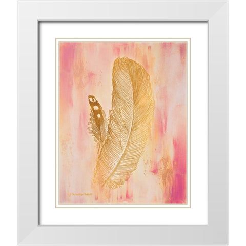 Gold on Pink II White Modern Wood Framed Art Print with Double Matting by Babbitt, Gwendolyn