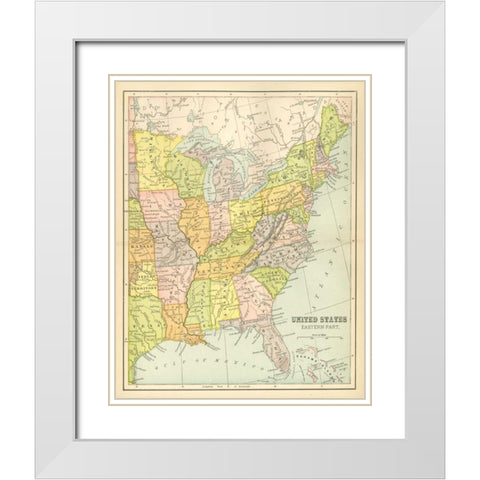 US Map East White Modern Wood Framed Art Print with Double Matting by Babbitt, Gwendolyn