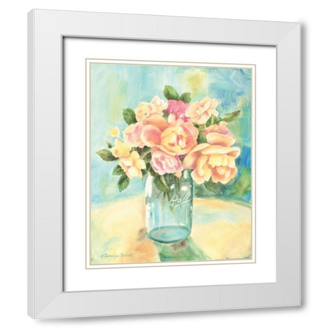 Roses In Jar White Modern Wood Framed Art Print with Double Matting by Babbitt, Gwendolyn