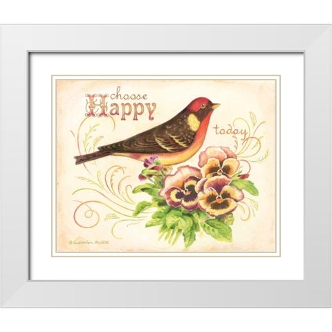 Bird Happy White Modern Wood Framed Art Print with Double Matting by Babbitt, Gwendolyn