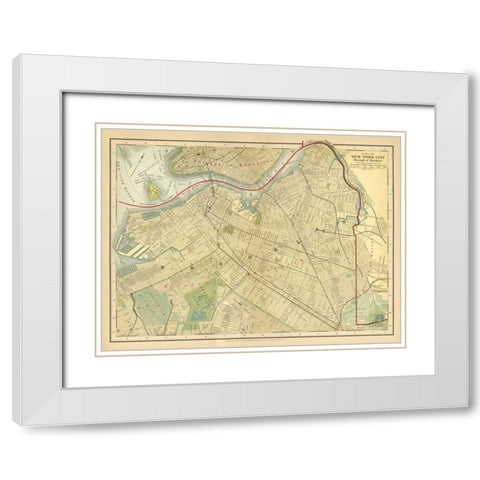 Brooklyn Map White Modern Wood Framed Art Print with Double Matting by Babbitt, Gwendolyn