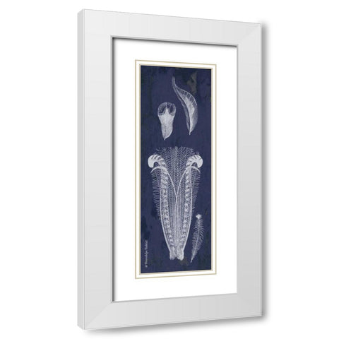 Indigo Feathers I White Modern Wood Framed Art Print with Double Matting by Babbitt, Gwendolyn