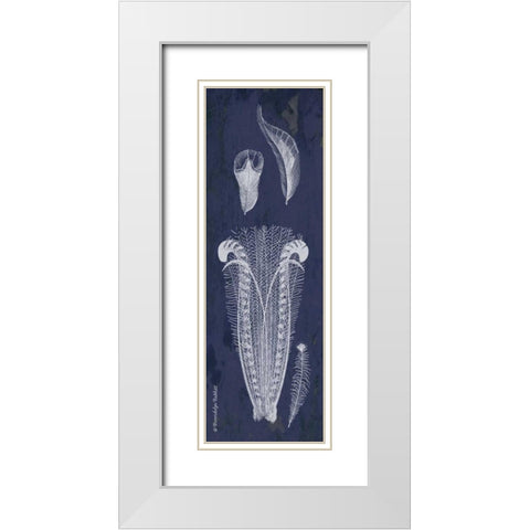 Indigo Feathers I White Modern Wood Framed Art Print with Double Matting by Babbitt, Gwendolyn