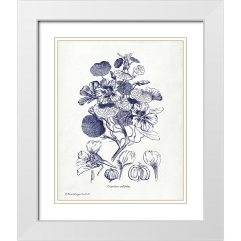 Indigo Botanical IV White Modern Wood Framed Art Print with Double Matting by Babbitt, Gwendolyn