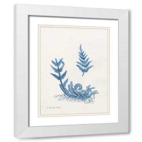 Indigo Fern I White Modern Wood Framed Art Print with Double Matting by Babbitt, Gwendolyn