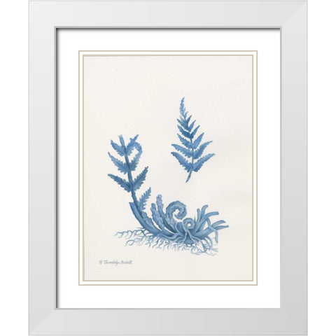 Indigo Fern I White Modern Wood Framed Art Print with Double Matting by Babbitt, Gwendolyn