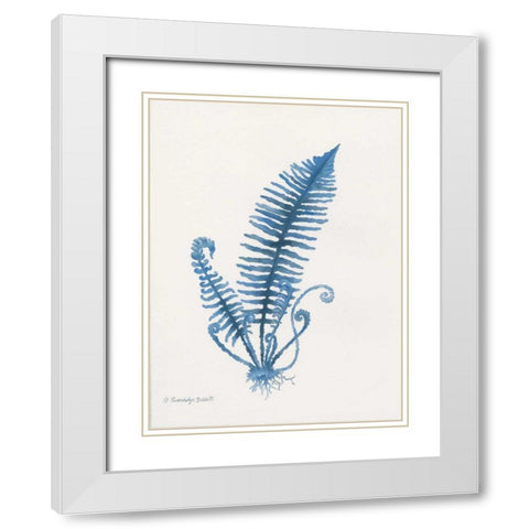 Indigo Fern IV White Modern Wood Framed Art Print with Double Matting by Babbitt, Gwendolyn