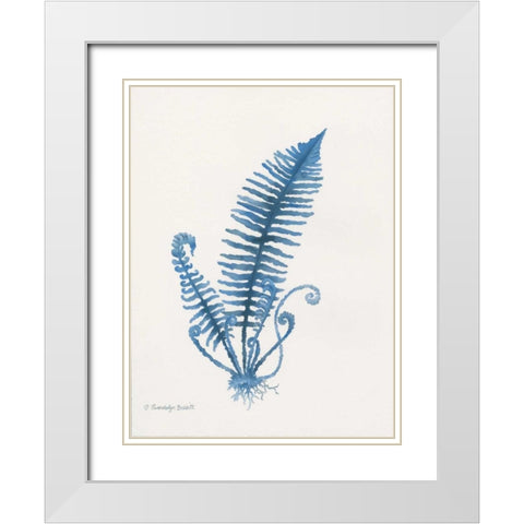 Indigo Fern IV White Modern Wood Framed Art Print with Double Matting by Babbitt, Gwendolyn