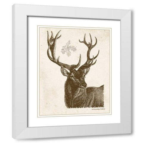 Neutral Deer I White Modern Wood Framed Art Print with Double Matting by Babbitt, Gwendolyn