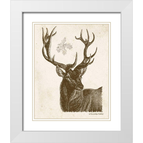 Neutral Deer I White Modern Wood Framed Art Print with Double Matting by Babbitt, Gwendolyn