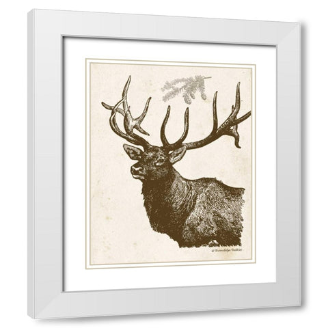Neutral Deer II White Modern Wood Framed Art Print with Double Matting by Babbitt, Gwendolyn