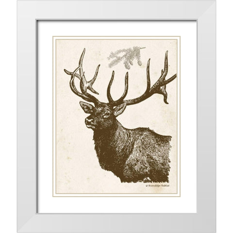 Neutral Deer II White Modern Wood Framed Art Print with Double Matting by Babbitt, Gwendolyn