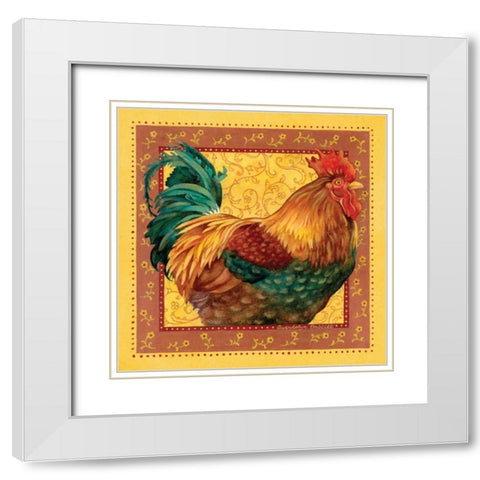 Country Rooster I White Modern Wood Framed Art Print with Double Matting by Babbitt, Gwendolyn